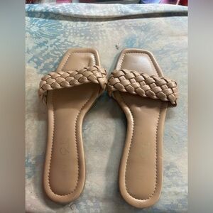 Rouge Helium Tan Braided Slide Sandals
